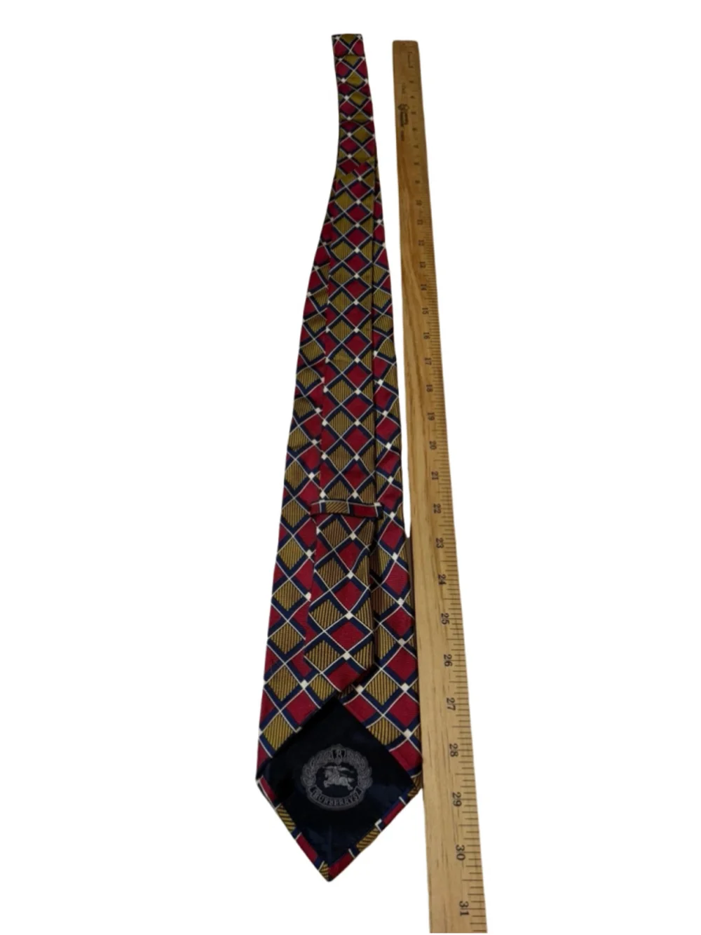 Vintage Burberrys Equestrian Knight Geometric Silk Tie Made Italy Preppy Vtg